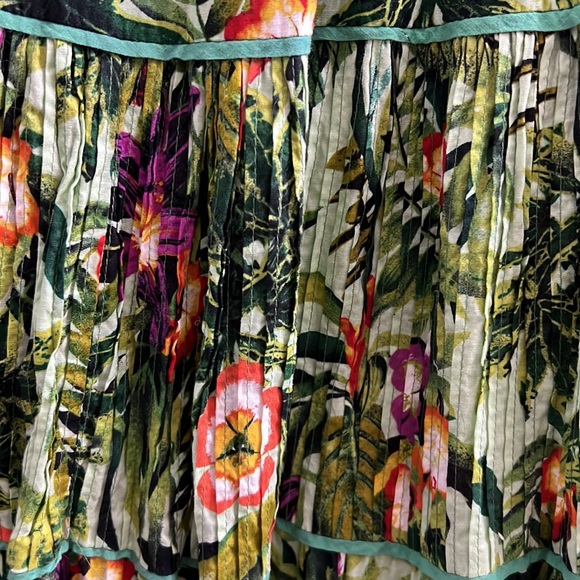 Coldwater Creek Tropical Green Floral Print 3 Tiered Cotton Skirt 1X - Picture 3 of 12